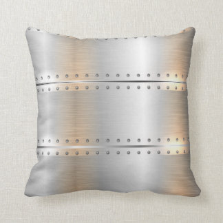 Coussin Bandes métalliques gris argent