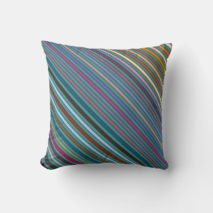 Coussin Bandes multicolores et Turquoises
