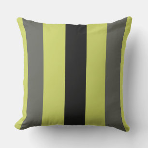 Coussin Bandes Noir et Olive