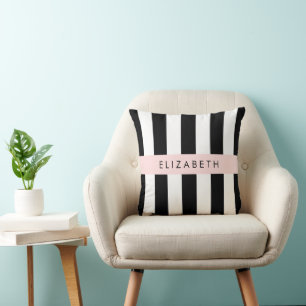 Coussin Bandes noires et blanches, Gravées, Lignes, Votre