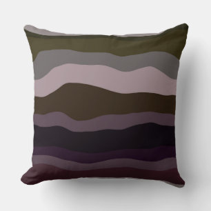 Coussin Bandes ondulées d'olive et de violet