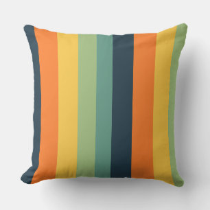 Coussin Bandes orange, bleue, jaune et verte