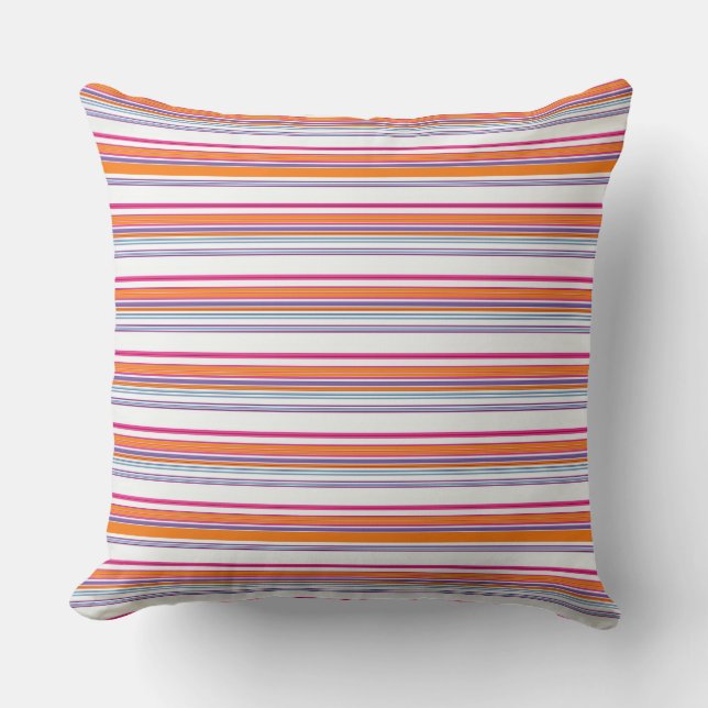 Coussin Bandes orange rose pâle (Recto)