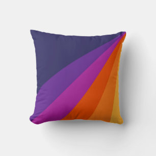 Coussin Bandes rétro en diagonale violette et orange