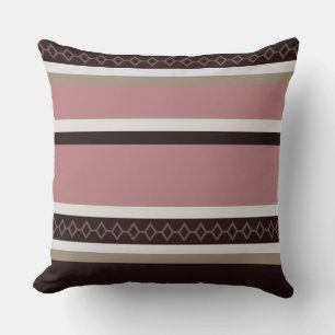 Coussin Bandes roses et bois