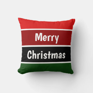 Coussin Bandes Rouges Et Vertes