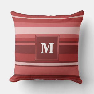 Coussin Bandes rouges monogrammes