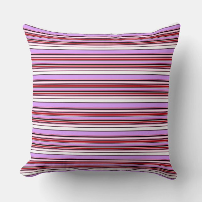 Coussin Bandes rouges violettes mignonnes (Recto)