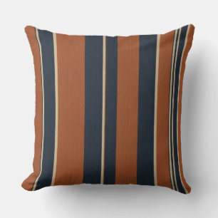 Coussin bandes texturées bleues et orange