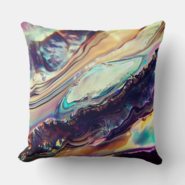 Coussin Bandes tourbillonnantes multicolores de roche igné (Recto)