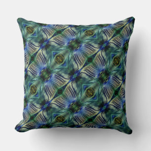 Coussin Bandes transversales courbes en vert et bleu vif