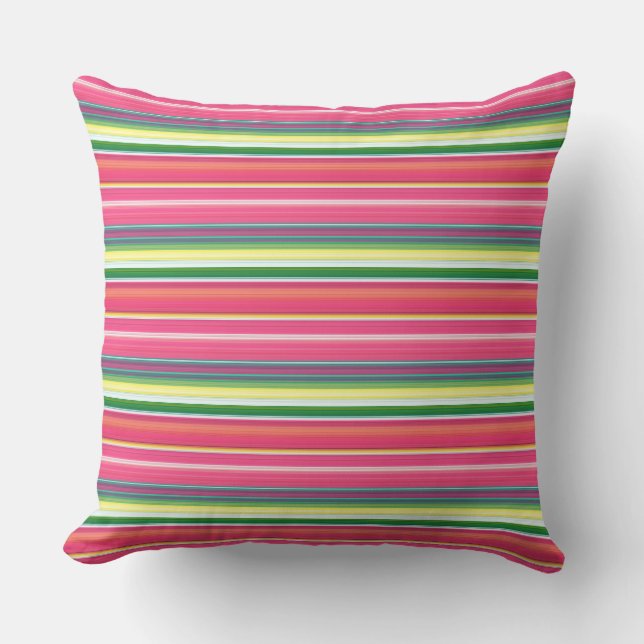Coussin Bandes vert rose pâle (Recto)