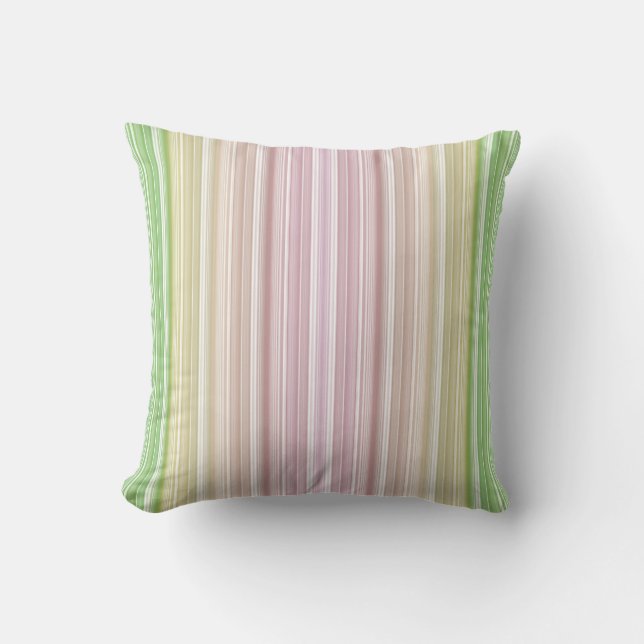 Coussin Bandes vert violet rose jaune (Recto)