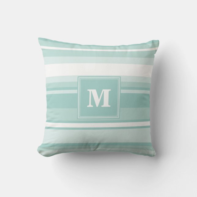 Coussin Bandes vertes de menthe monogramme (Recto)