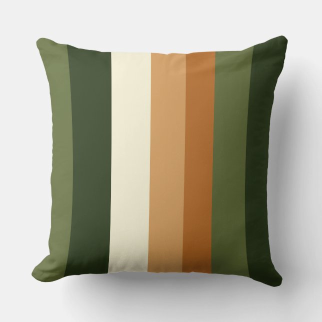 Coussin Bandes vertes et oranges (Recto)