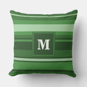 Coussin Bandes vertes monogrammes