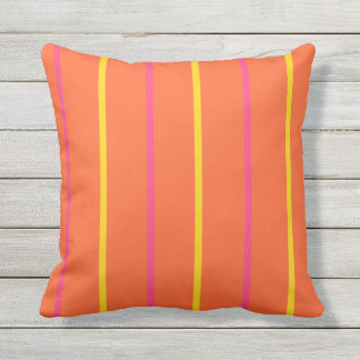 Coussin Bandes verticales minces orange jaune et rose