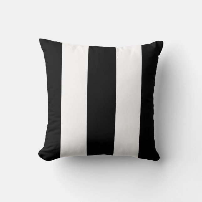 Coussin Bandes verticales noires et blanches classiques (Recto)