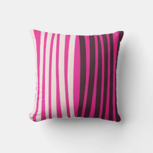 Coussin Bandes verticales rose blanc et noir