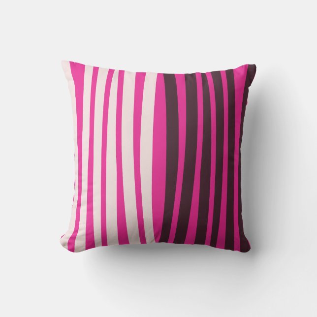 Coussin Bandes verticales rose blanc et noir (Recto)