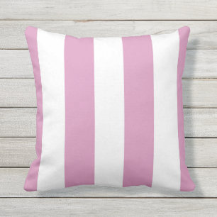 Coussin Bandes Verticales Roses Légères À L'Extérieur 