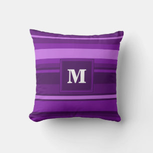 Coussin Bandes violettes monogrammes