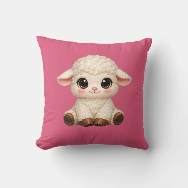 Coussin Bannière de conception de dessin animé d'agneau so (Recto)