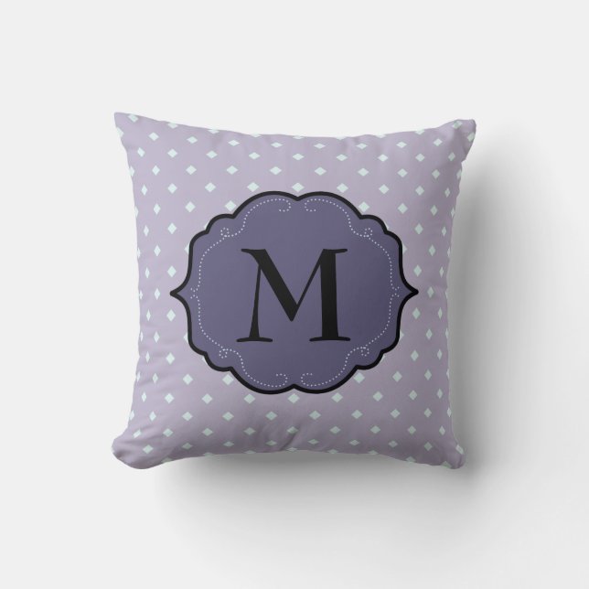 Coussin Bannière de monogramme violet avec points géométri (Recto)