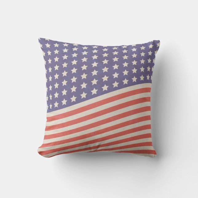Coussin Bannière étoilée vintage fanée de drapeau (Recto)