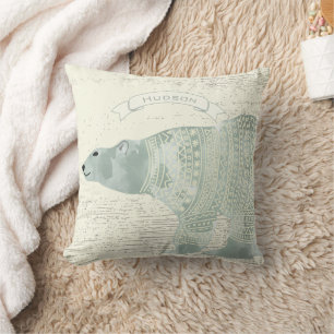 Coussin Bannière grise personnalisée à l'aquarelle avec ou