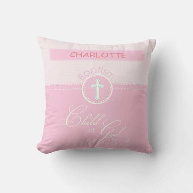 Coussin Baptême de la petite-fille, Nom personnalisé, Enfa (Recto)