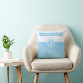 Coussin Baptême, Nom Personnalisé, Enfant Bleu de Dieu (Chaise)