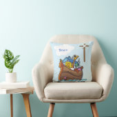 Coussin Baptême personnalisable de bébé Arche de Noé, garç (Chaise)