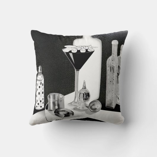 Coussin Bar & Martini Rétro B & W (Verso)