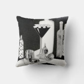 Coussin Bar & Martini rétro N&B (Verso)