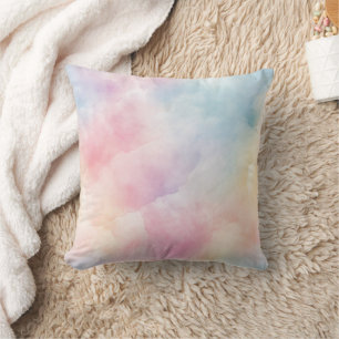 Coussin Barbe à papa bleue rose jaune