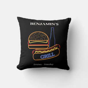 Coussin Barbecue de jardin avec Burgers Hot Dogs Bière