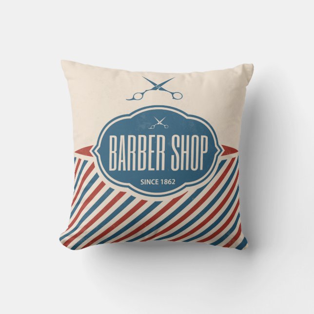 Coussin Barber Shop Retro Étiquette designer Accent Coussi (Recto)