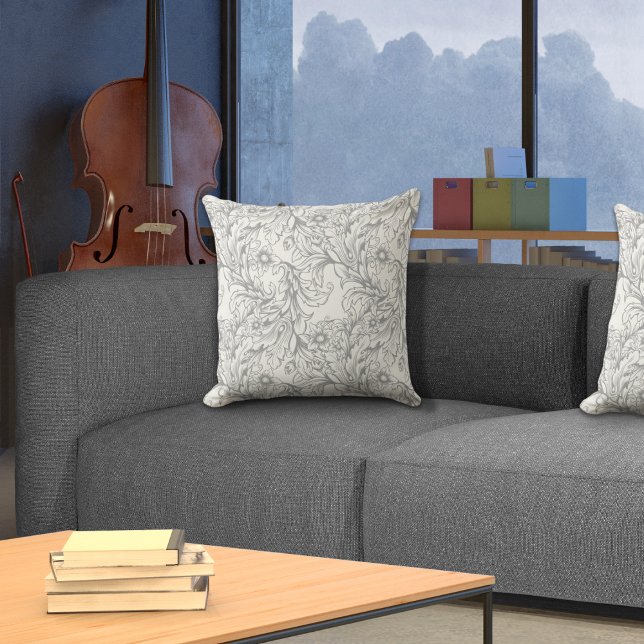 Coussin Baroque Acanthus Gris (Créateur téléchargé)