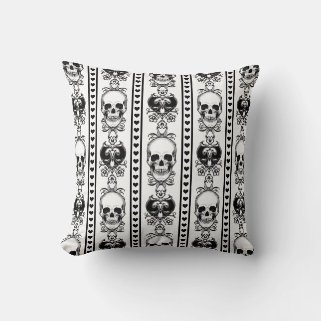 Coussin Baroque Crâne Motif blanc (Recto)