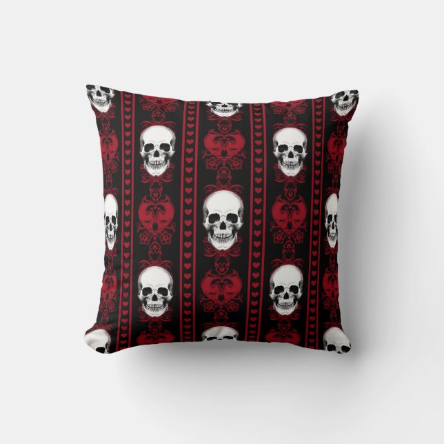 Coussin Baroque crâne Motif rouge (Recto)