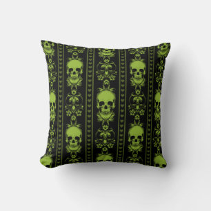 Coussin Baroque Crâne Motif vert