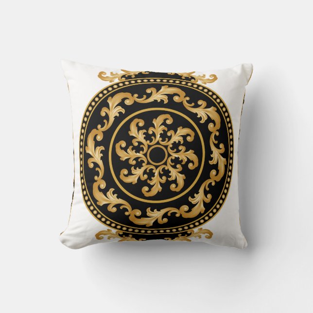 Coussin Baroque d'or, chaînes, décoration noire (Recto)