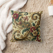 Coussin Baroque motif floral avec or, rouge, vert A (Couverture)