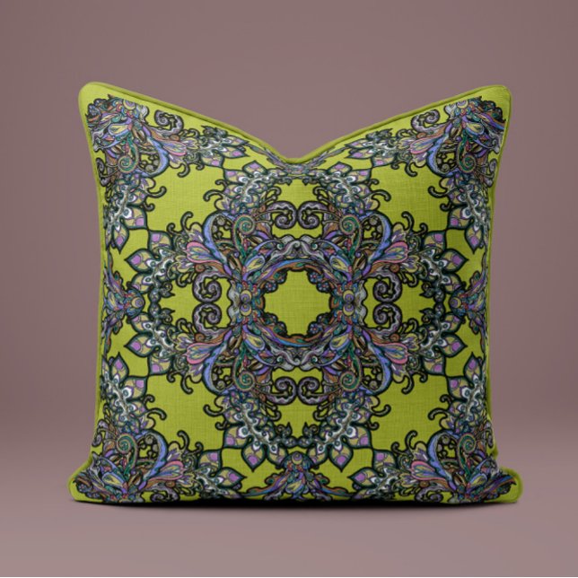 Coussin baroque Splendor en vert olive (Créateur téléchargé)