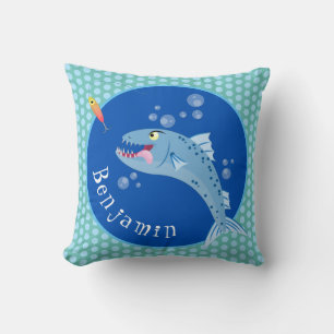 Coussin Barracuda poisson affamé de la pêche dessin animé