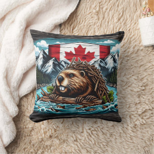 Coussin Barrage canadien de l'immeuble Beaver dans un pays