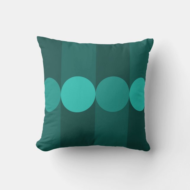Coussin Barrages de géométrie rétro Cercles Turquoises (Recto)