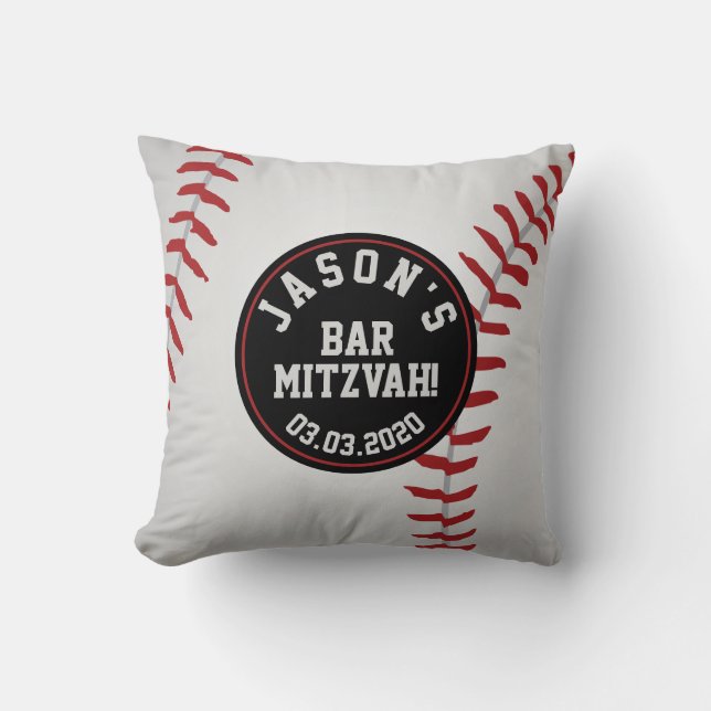 Coussin Barre de baseball personnalisée Mitzvah (Recto)