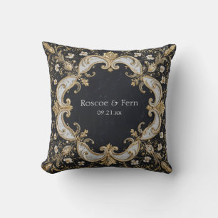 Coussin Barre Ornementale Dorée Baroque sur Marbre Noir po